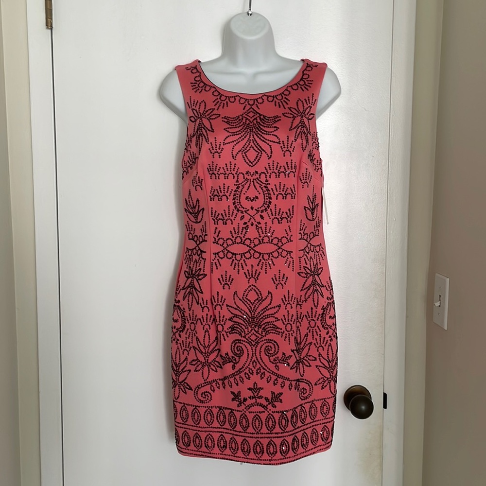 NWT Alexia Admor Coral & Beaded/ Sequin Dress
